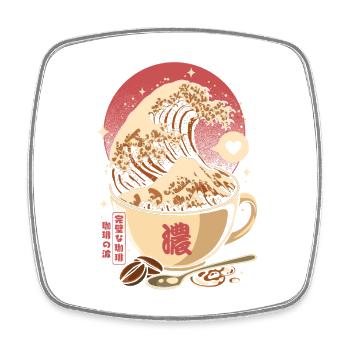 Ocean Coffee Mug und japanische Kanagawa-Wellen - Viereckiger Kühlschrankmagnet - Weiß - Vorne