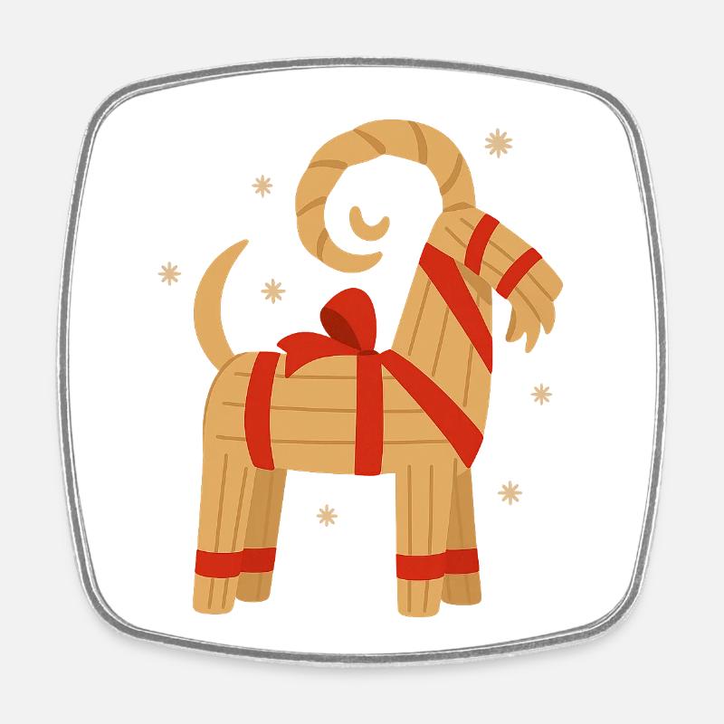 Julbock – Chèvre de Noël suédoise - Magnet carré - blanc