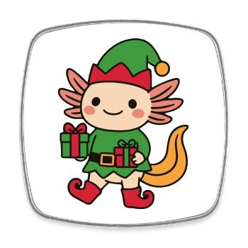 Axolotl als Weihnachtswichtel süß - Viereckiger Kühlschrankmagnet - Weiß - Vorne
