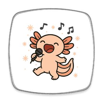 Singing Axolotl Christmas Music - Square fridge magnet - white - Front