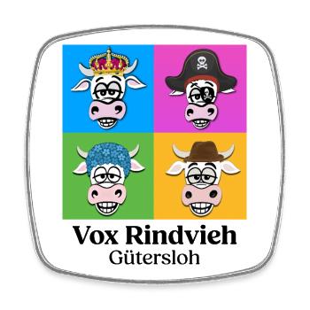 Kuhquartett-VR mit Text - Viereckiger Kühlschrankmagnet - Weiß - Vorne