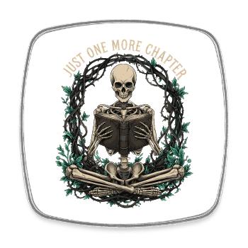 Skeletor reads book with nature motifs - Square fridge magnet - white - Front