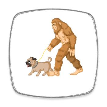 Bigfoot Laufender Mops - Viereckiger Kühlschrankmagnet - Weiß - Vorne