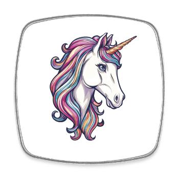 Licorne colorée aux cheveux colorés - Magnet carré - blanc - Devant