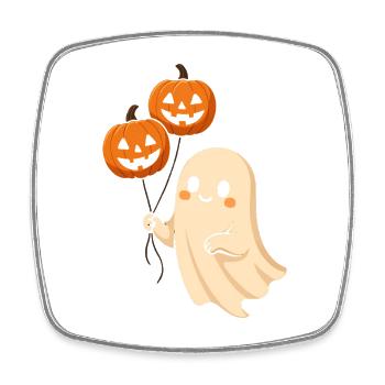 Doux fantôme Halloween avec des citrouilles - Magnet carré - blanc - Devant