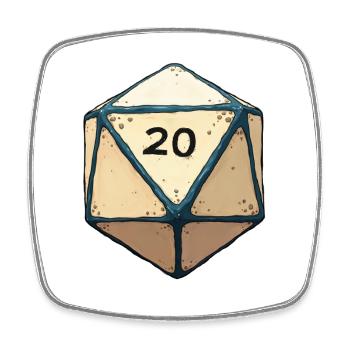 D20 Dice with only 20 – Lucky Dice Design - Square fridge magnet - white - Front