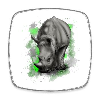 Nashorn - Viereckiger Kühlschrankmagnet - Weiß - Vorne