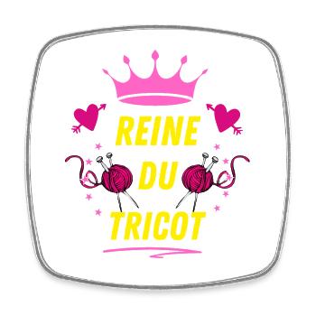 Reine du TRICOT - Magnet carré - blanc - Devant