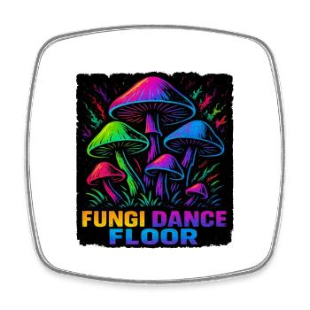 Trippy Mushroom EDM Rave Psychedelic Festival - Square fridge magnet - white - Front