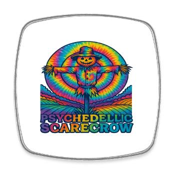 Psychedelic Scarecrow Trippy EDM Festival - Square fridge magnet - white - Front
