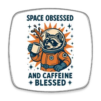 Obsédé par l'espace et la caféine drôle - Magnet carré - blanc - Devant