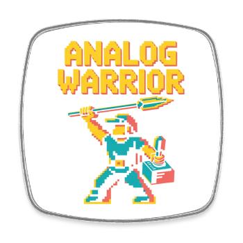 Analog Warrior Pop Culture Retro Video Game - Square fridge magnet - white - Front