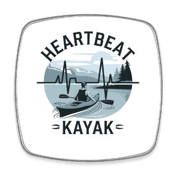 Paddling Heartbeat Adventure Nature Kayak Lake - Square fridge magnet - white - Front