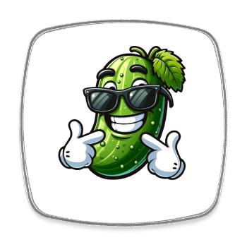 Coole Gurke Cartoon Sonnenbrille Sommer Spaß - Viereckiger Kühlschrankmagnet - Weiß - Vorne