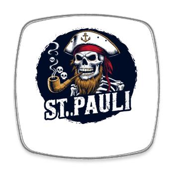 St.Pauli Kiez Hamburg Kutter Totenkopf Sankt Pauli - Viereckiger Kühlschrankmagnet - Weiß - Vorne