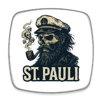 St.Pauli Kiez Hamburg Kutter Totenkopf Sankt Pauli - Viereckiger Kühlschrankmagnet - Weiß - Vorne