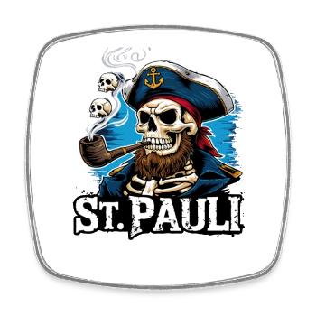 St.Pauli Kiez Hamburg Kutter Totenkopf Sankt Pauli - Viereckiger Kühlschrankmagnet - Weiß - Vorne