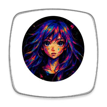 Illustration de fille d’anime explosive en couleur - Magnet carré - blanc - Devant