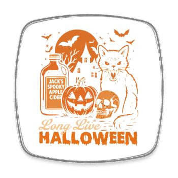Long Live Halloween Spooky Black Cat - Square fridge magnet - white - Front
