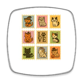 Halloween-Katzen-Sammlung Illustration - Viereckiger Kühlschrankmagnet - Weiß - Vorne