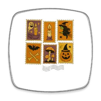 Halloween Hexe und Kürbis Sticker Set - Viereckiger Kühlschrankmagnet - Weiß - Vorne