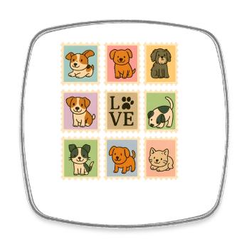 Adorable Puppy Dog Collection with Love Motif - Square fridge magnet - white - Front