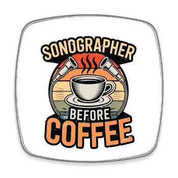 Sonographer Before Coffee Rad Tech Coffee Lover - Viereckiger Kühlschrankmagnet - Weiß - Vorne