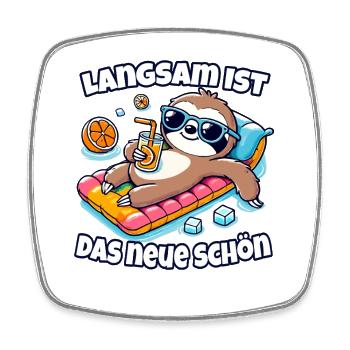 Lustiges Faultier Entspannungsdesign Shirt - Viereckiger Kühlschrankmagnet - Weiß - Vorne