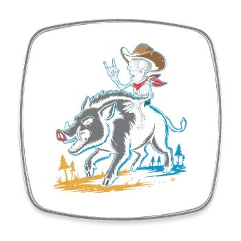Cowboy Skelet und Wildschwein Abenteuer - Viereckiger Kühlschrankmagnet - Weiß - Vorne