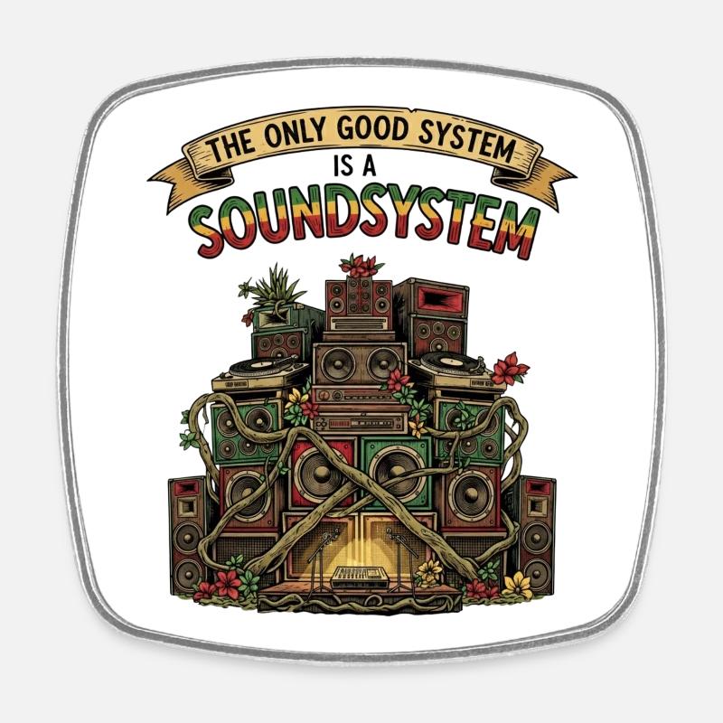 Système de sonorisation Collage Dub Reggae - Magnet carré - blanc
