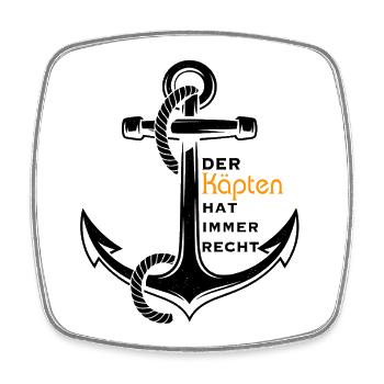 The captain is always right skipper - Square fridge magnet - white - Front