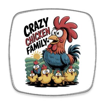 Crazy Chicken Family - Square fridge magnet - white - Front