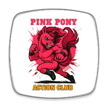 Pinky Pony Action Club - Viereckiger Kühlschrankmagnet - Weiß - Vorne