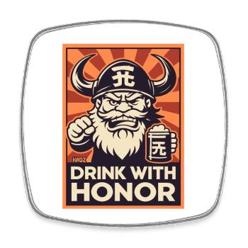 Viking Drink with Honor - Square fridge magnet - white - Front
