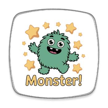 Playful Monster with Star Accents - Square fridge magnet - white - Front