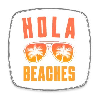 Hola Beaches Lunettes de soleil rétro Palmiers Plage - Magnet carré - blanc - Devant