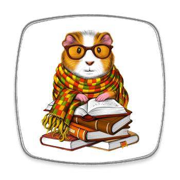 Cochon d’Inde Livres de lecture - Magnet carré - blanc - Devant