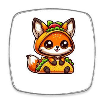 Mignon Taco Dessin animé Cuisine mexicaine Restauration rapide - Magnet carré - blanc - Devant
