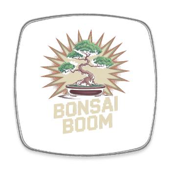Bonsai Boom Pop Culture Japanese Aesthetic - Square fridge magnet - white - Front