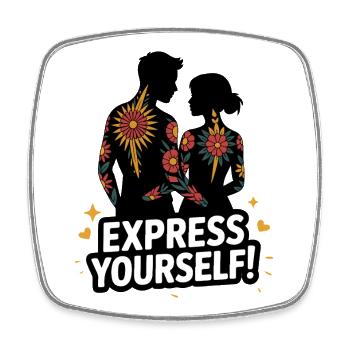 Floral Silhouettes with Bold Message - Square fridge magnet - white - Front