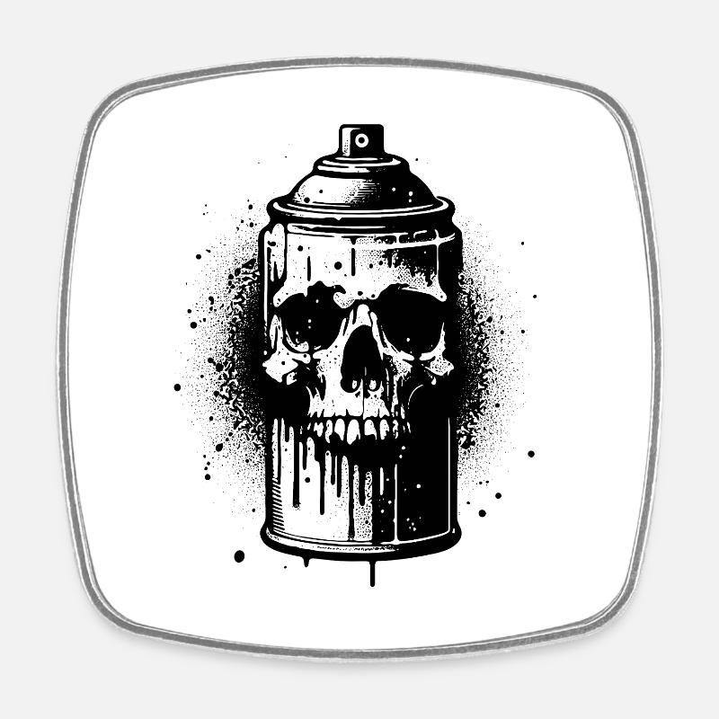 skull_spray - Magnet carré - blanc