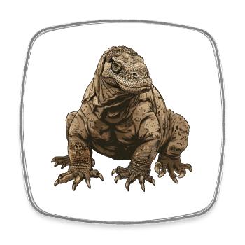 Realistische Komodowaran-Illustration - Viereckiger Kühlschrankmagnet - Weiß - Vorne