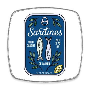 Sardinen - Viereckiger Kühlschrankmagnet - Weiß - Vorne