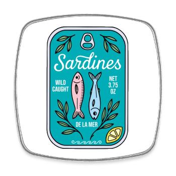 Sardinen - Viereckiger Kühlschrankmagnet - Weiß - Vorne