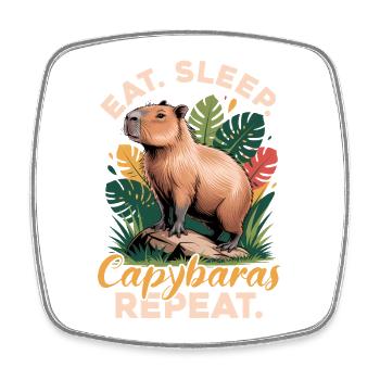 Esthétique amusante Kawaii Capybara - Magnet carré - blanc - Devant