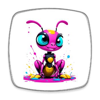 Ant - Colorful Insect Caricature on Canvas - Square fridge magnet - white - Front