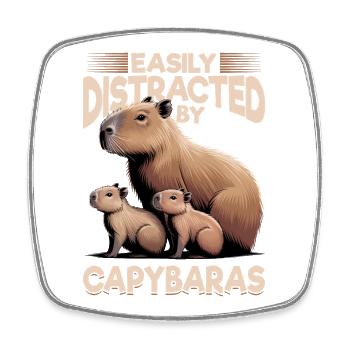 Esthétique amusante Kawaii Capybara - Magnet carré - blanc - Devant
