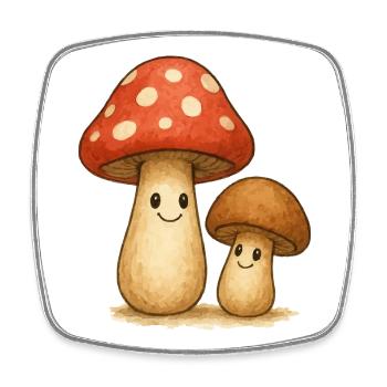 Playful mushroom motifs for children and nature fans - Square fridge magnet - white - Front