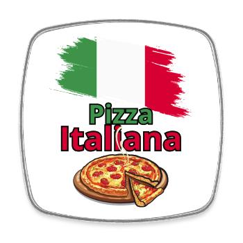Design de pizza italienne avec drapeau - Magnet carré - blanc - Devant