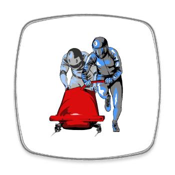 Bobsledder pushing at the start - Square fridge magnet - white - Front